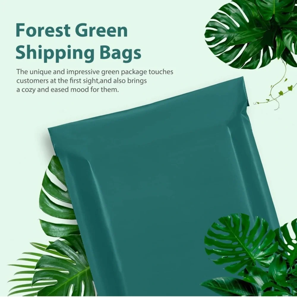 20 - 12” x 15.5” Forest Green Poly Bags